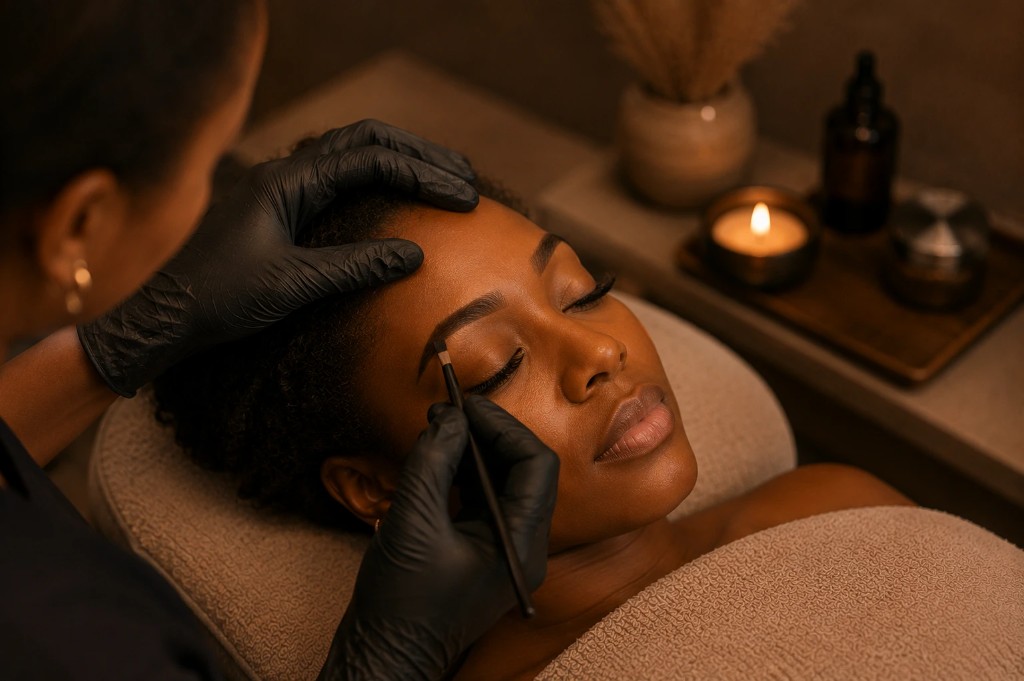Brow shaping at Gena Beautique Bar in Wuye, Abuja
